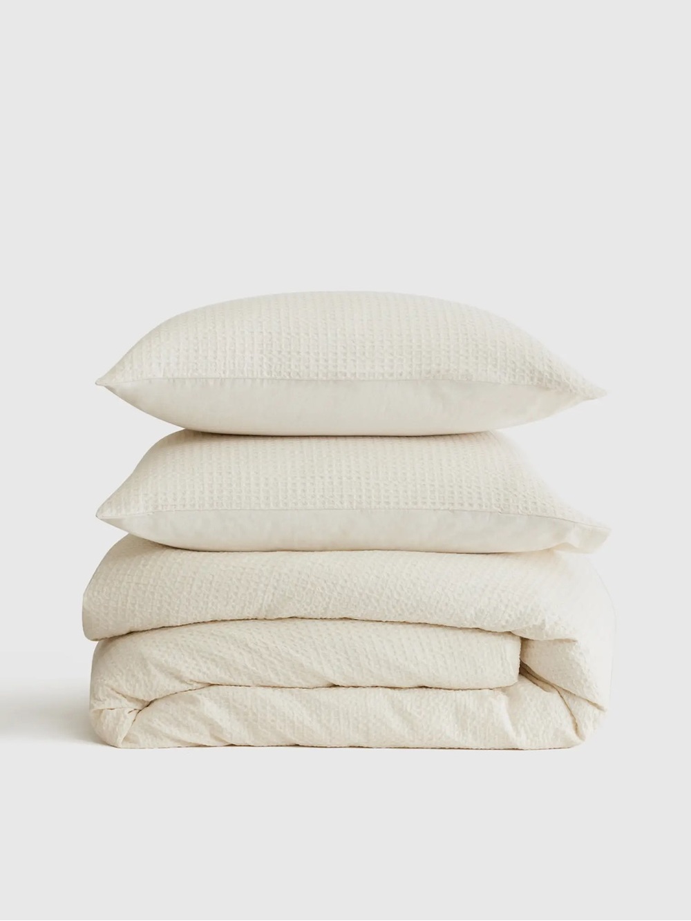 NEW Quince KING Set Organic Luxe Honeycomb Duvet Cover Set Undyed color $134